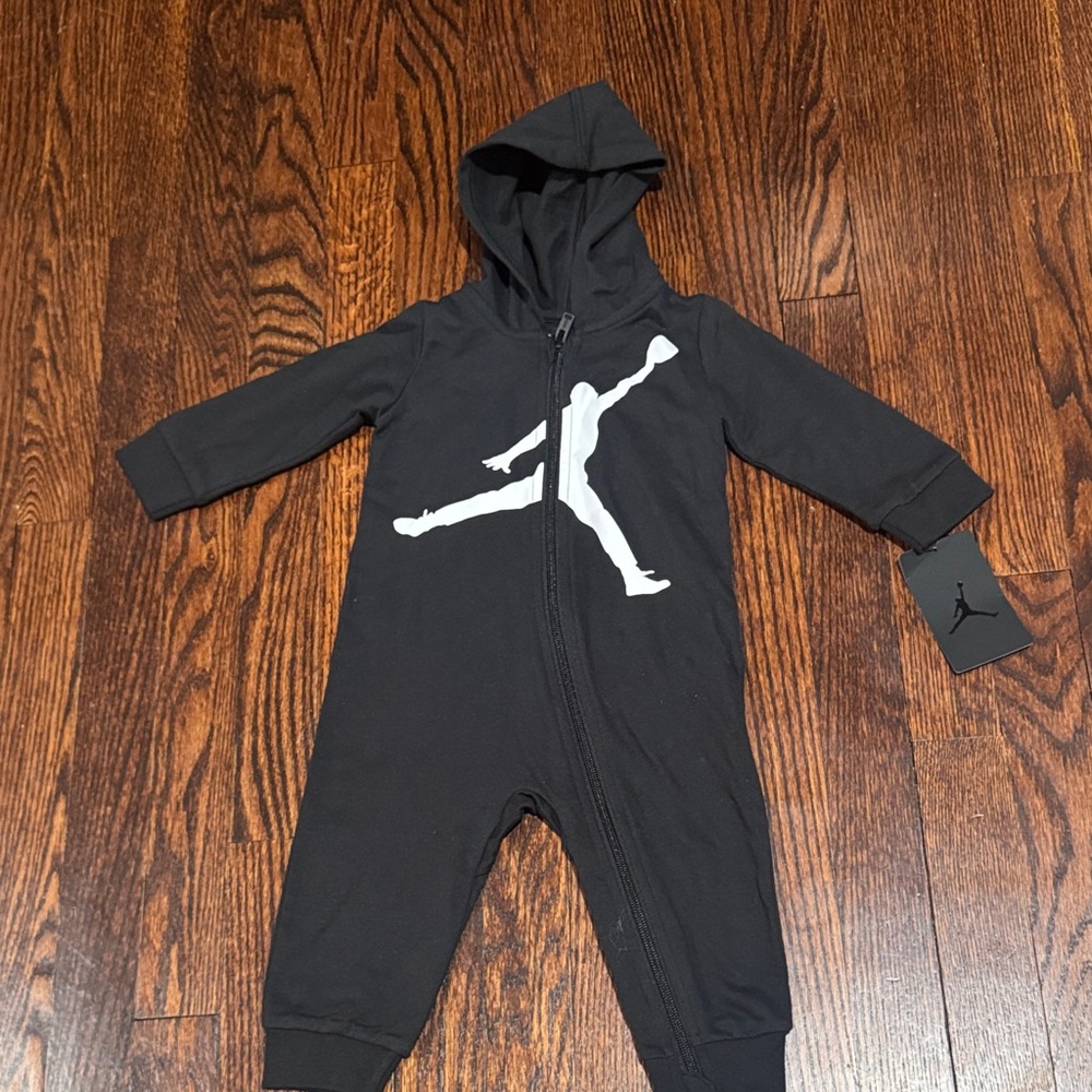 Jordan Black and White Kids Footie One Piece